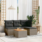 5-piece Lounge Set with cushions poly rattan grey