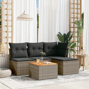 Loungeset 5-delig poly rattan grijs
