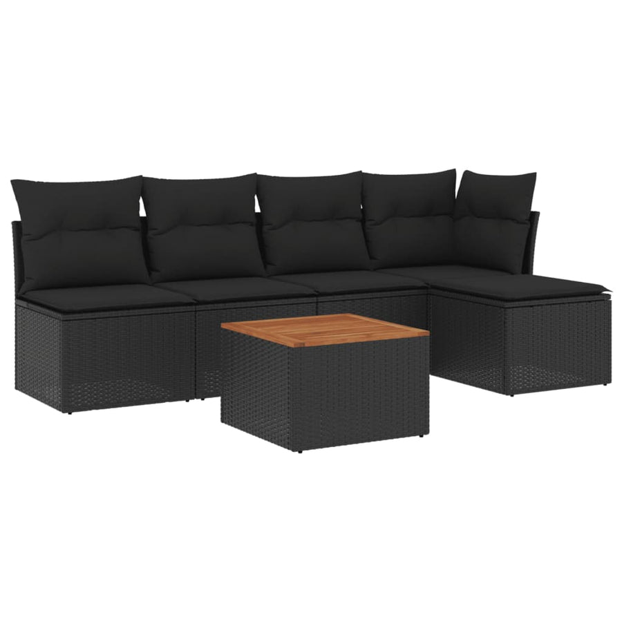 6-Delige Loungeset Met Kussens Poly Rattan Zwart
