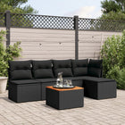 6-piece Lounge Set with cushions poly rattan black