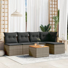 6-piece Lounge Set with Cushions Poly Rattan Grey