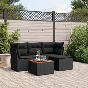 Loungeset 5-delig poly rattan zwart