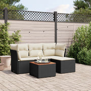 Loungeset 5-delig poly rattan zwart