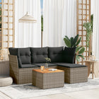 5-piece Lounge Set with cushions poly rattan grey