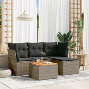 Loungeset 5-delig poly rattan grijs