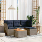 5-piece garden sofa set with cushions, grey poly rattan