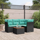 5-Piece Loungeset with Cushions Poly Rattan Black
