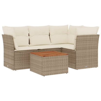 5-Delige Loungeset Met Kussens Poly Rattan Beige