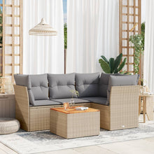 5-Delige Loungeset Met Kussens Poly Rattan Gemengd Beige