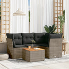5-piece Lounge Set with cushions poly rattan grey