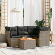 Loungeset 5-delig poly rattan grijs
