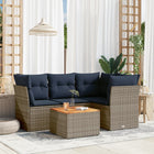 5-piece Loungeset with cushions poly rattan grey