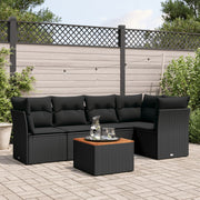 Loungeset 6-delig poly rattan zwart