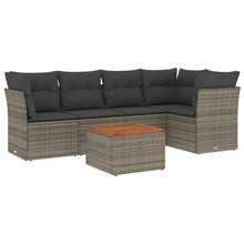 6-Delige Loungeset Met Kussens Poly Rattan Grijs