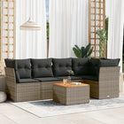 6-piece Lounge Set with Cushions Poly Rattan Grey