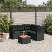 Loungeset 6-delig poly rattan zwart