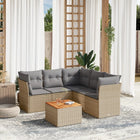 6-piece Lounge Set with Cushions Poly Rattan Mixed Beige