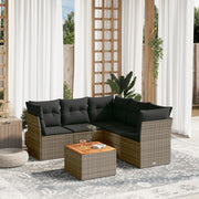Loungeset 6-delig poly rattan grijs