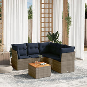 Loungeset 6-delig poly rattan grijs