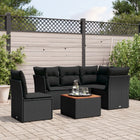 6-piece Lounge Set with cushions poly rattan black