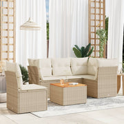 Loungeset 6-delig poly rattan beige