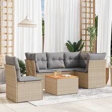 6-Delige Loungeset Met Kussens Poly Rattan Gemengd Beige