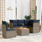 6-piece Lounge Set with Cushions Poly Rattan Grey