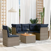 Loungeset 6-delig poly rattan grijs