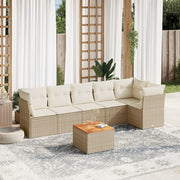 Loungeset 7-delig poly rattan beige
