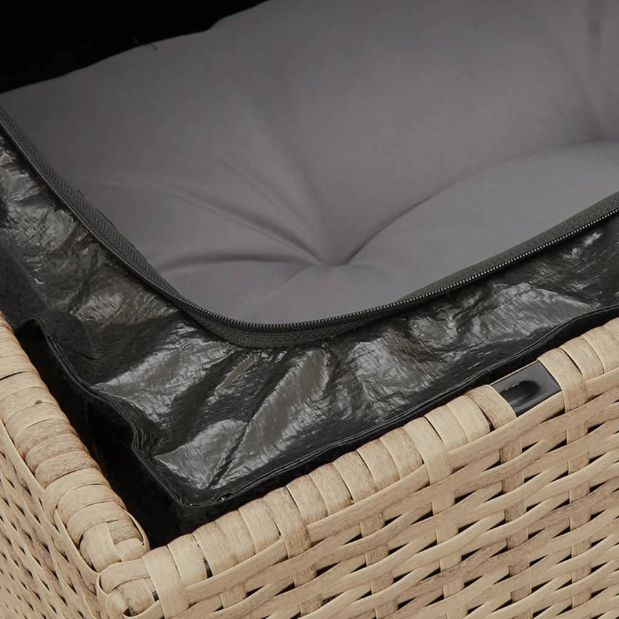 7-Delige Loungeset Met Kussens Poly Rattan Gemengd Beige