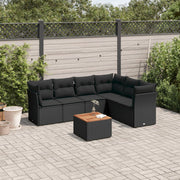 Loungeset 7-delig poly rattan zwart