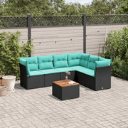 Loungeset 7-delig poly rattan zwart