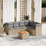 7-piece Lounge Set with Cushions Polyrattan Mixed Beige