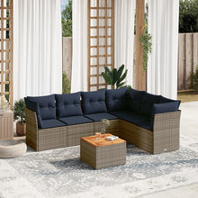 7-Delige Loungeset Met Kussens Poly Rattan 1 Grijs