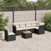 Loungeset 7-delig poly rattan zwart
