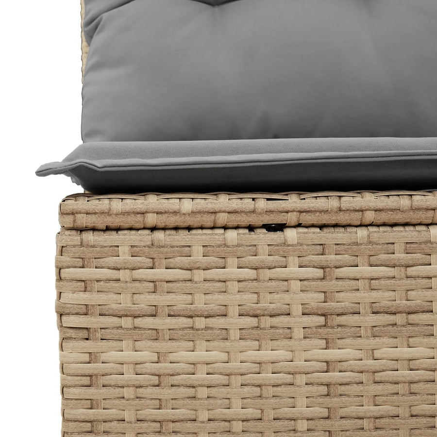 7-Delige Loungeset Met Kussens Poly Rattan Gemengd Beige