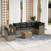 Loungeset poly rattan 7-delig grijs