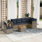 7-piece Lounge Set with Cushions poly rattan grey