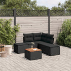 6-piece Lounge Set with cushions poly rattan black