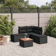 Loungeset 6-delig poly rattan zwart