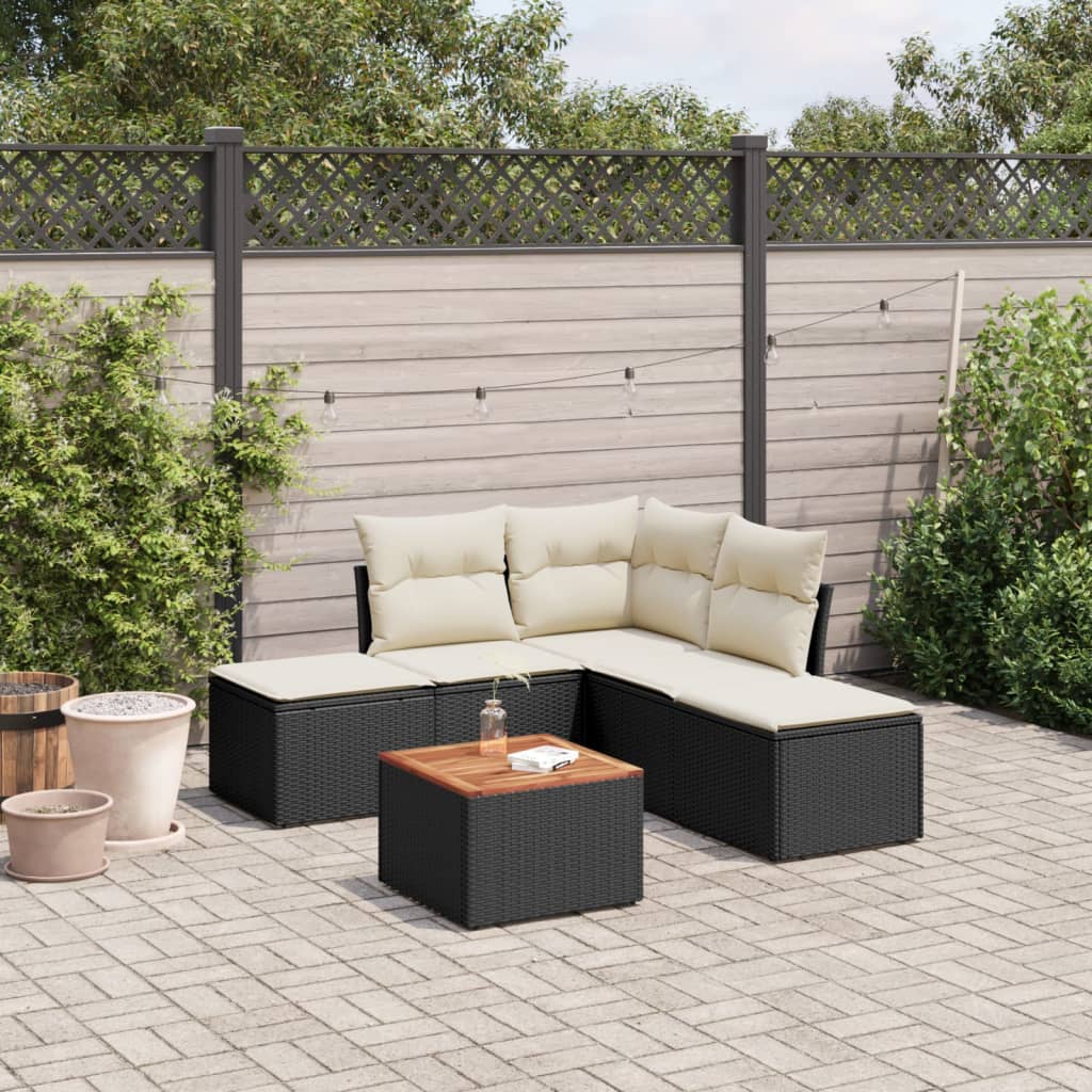 6-Delige Loungeset Met Kussens Poly Rattan Zwart
