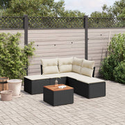 Loungeset 6-delig poly rattan zwart
