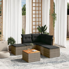 6-piece Lounge Set with Cushions Poly Rattan Grey