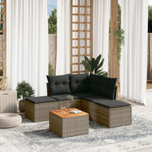 6-Delige Loungeset Met Kussens Poly Rattan Grijs