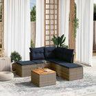 6-piece garden sofa set with cushions, gray poly rattan