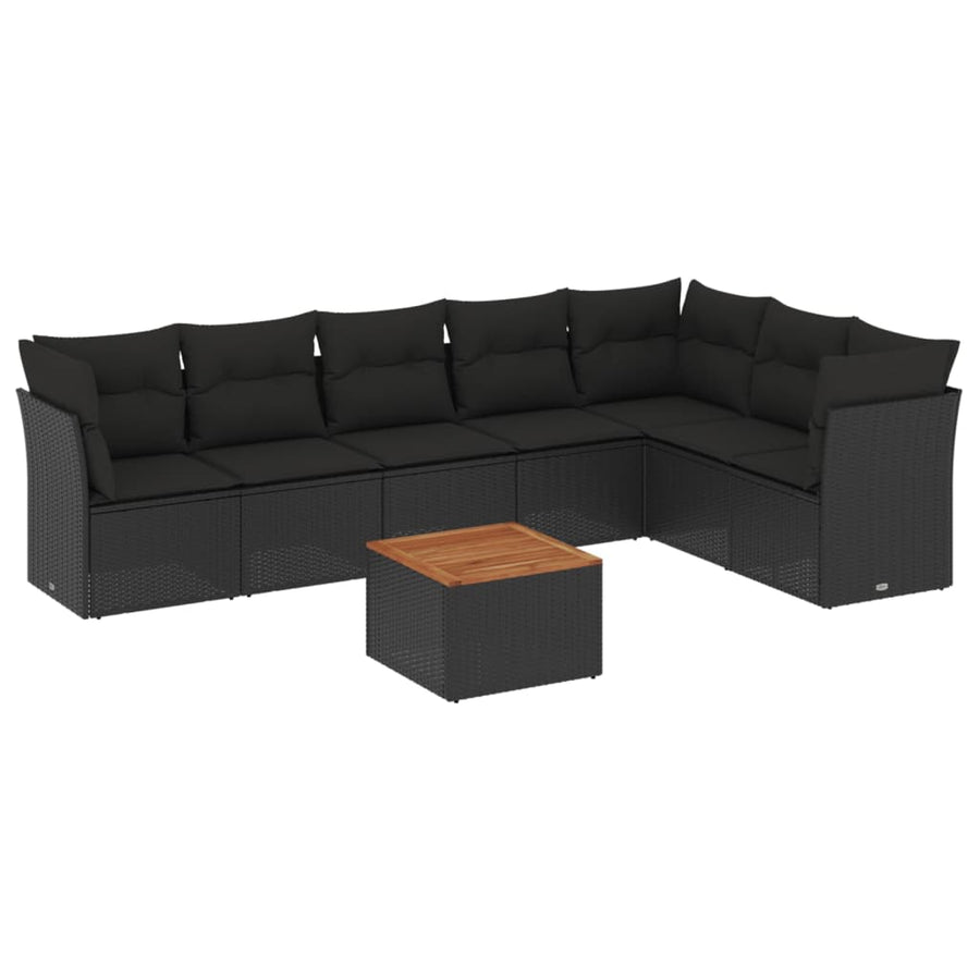 8-Delige Loungeset Met Kussens Poly Rattan Zwart