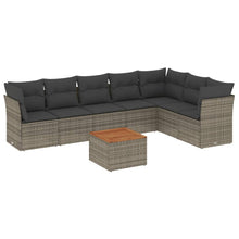 8-Delige Loungeset Met Kussens Poly Rattan Grijs