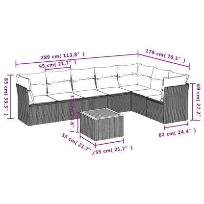 8-Delige Loungeset Met Kussens Poly Rattan Grijs