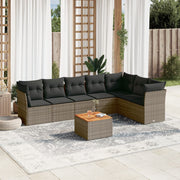 Loungeset 8-delig poly rattan grijs