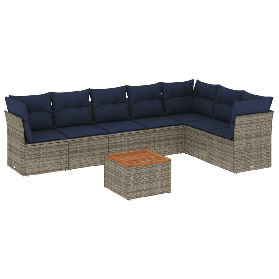 8-Delige Loungeset Met Kussens Poly Rattan